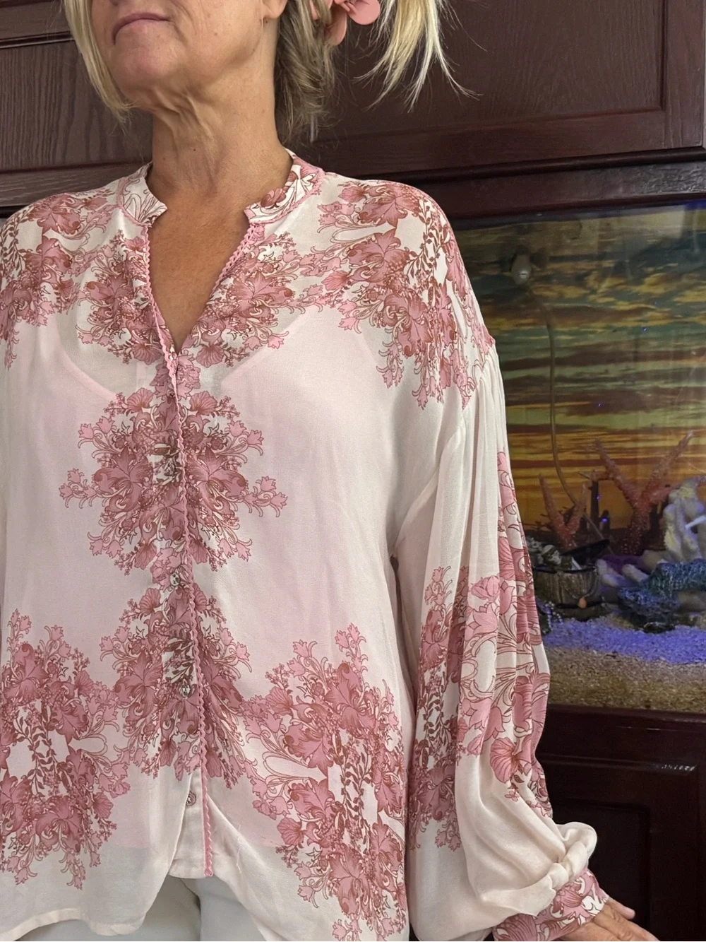 Anthropologie Forever That Girl Silk floral blouse with bow sleeves and camisole - Picture 8 of 13